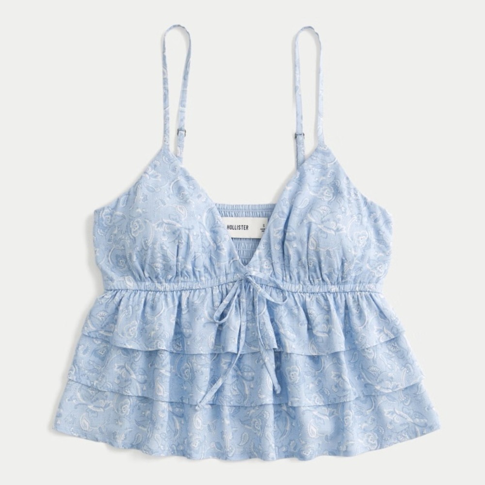 Hollister Blue Tiered Tie Front Camisole